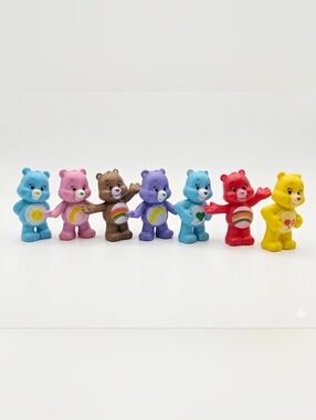 Care Bears Collectible Mini Figure Set - Blue, Pink, Brown, Purple, Red, Yellow